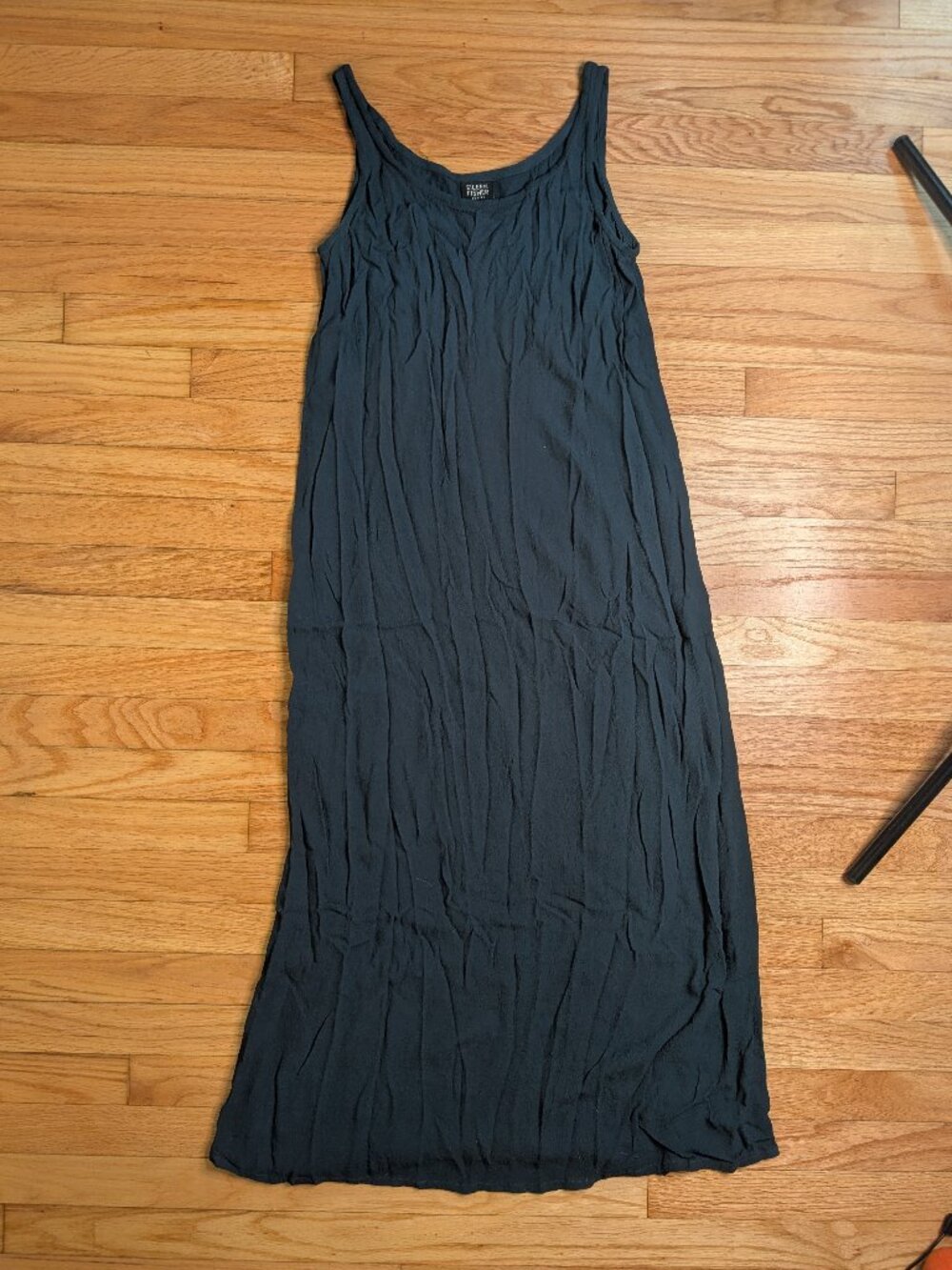 eileen fisher petite small sleeveless dress green maxi floor length rayon
